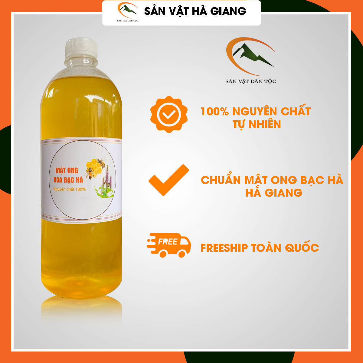 Mật ong hoa bạc hà nguyên chất Hà Giang chai 1000/330ml – tăng cường và bảo vệ sức khỏe gia đình.
