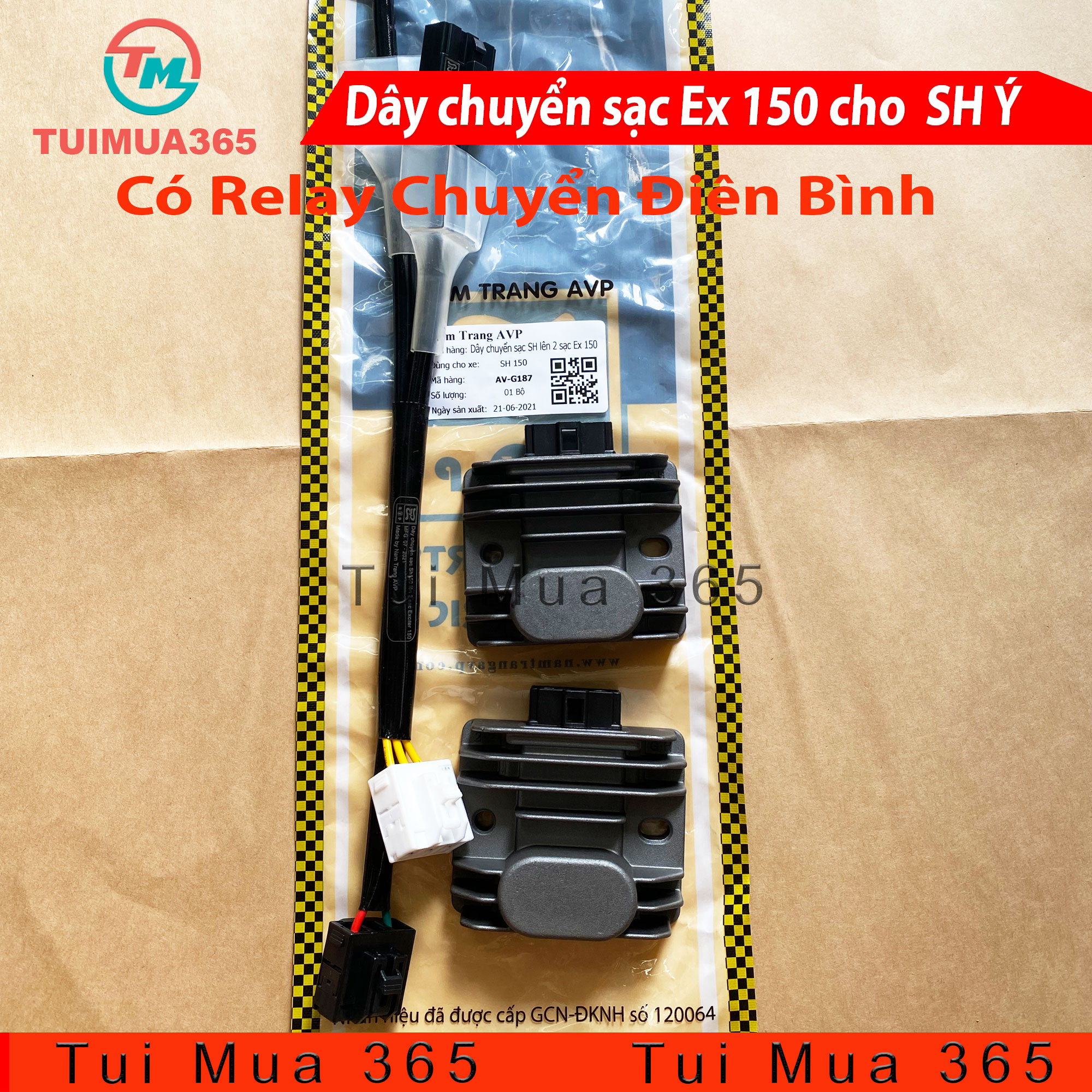 Bộ dây chuyển lên 2 cục sạc exciter 150 cho sh ý, a còng, dylan, ps
