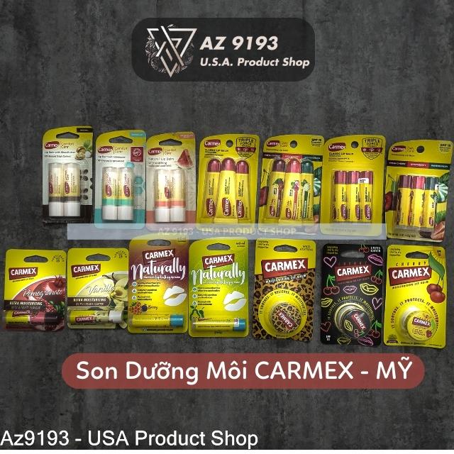  Son Dưỡng Môi Carmex không màu hàng mỹ giúp dưỡng ẩm chống khô và nứt nẻ mô,i giúp môi tẩy tế bào chết giảm thâm môi dùng lâu dài và thường xuyên sẽ giúp làm hồng môi bảo vệ môi khỏi tác động của môi trường 