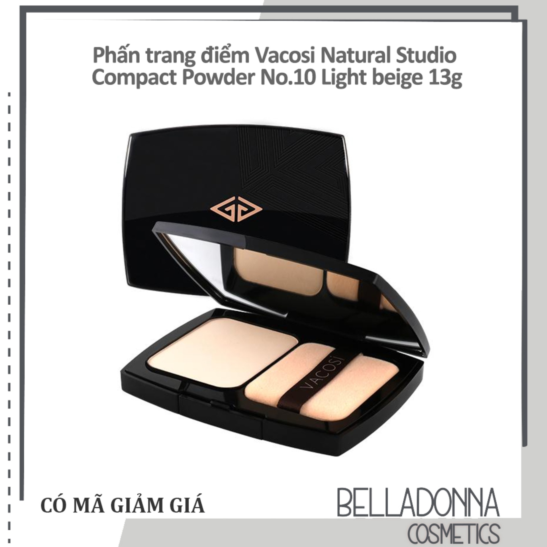 Phấn trang điểm Vacosi Natural Studio Compact Powder No.30 Natural beige 13g có độ che phủ cao với lớp phấn mỏng mịn kiềm dầu trong thời gian dài