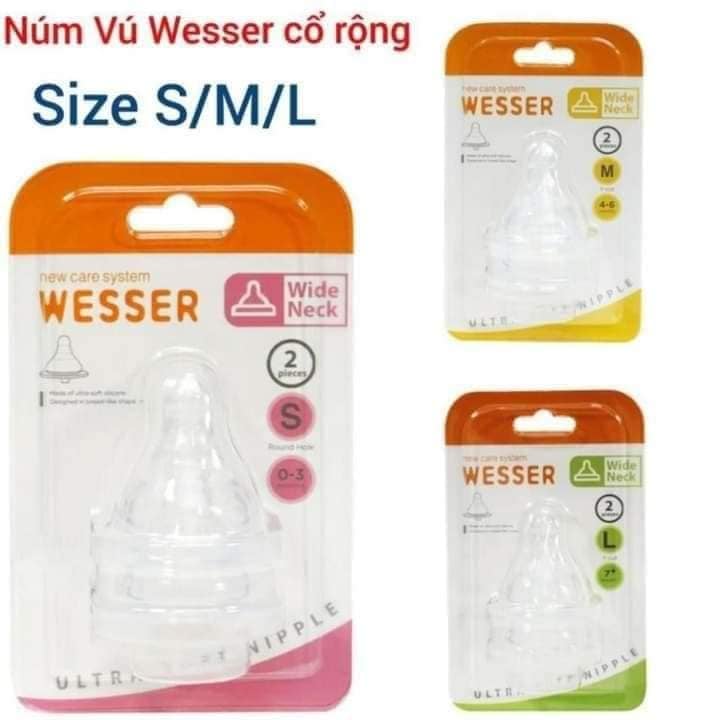 Núm ty wesser silicon cổ rộng - new - size s m l - vỉ 2 cái