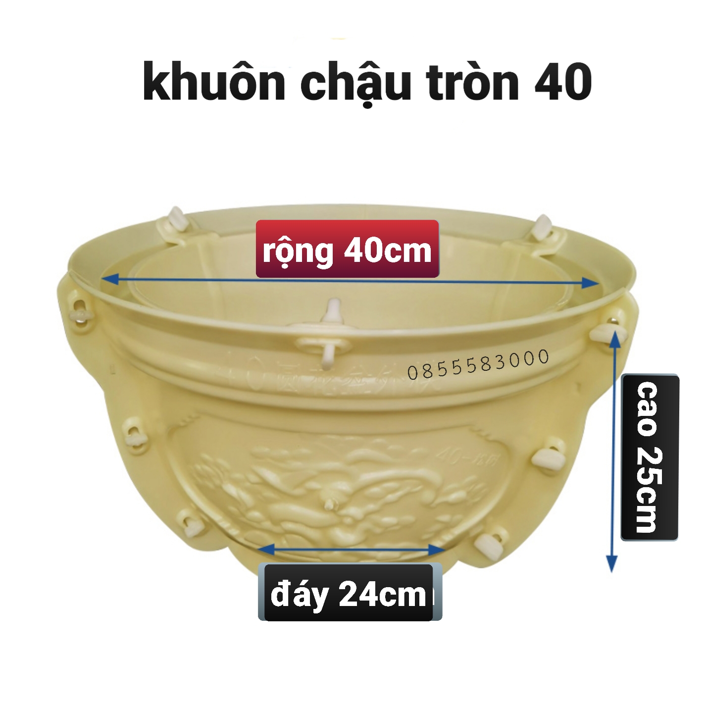Khuôn đúc chậu tròn 40  cúc tùng đào (khuôn nhựa ABS nguyên sinh siêu bền)