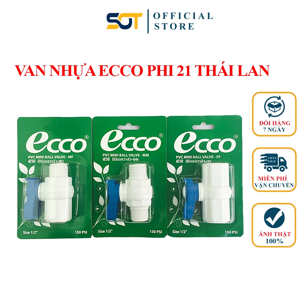 Van khoá nước, van nhựa ren 21 ecco thái lan chính hãng