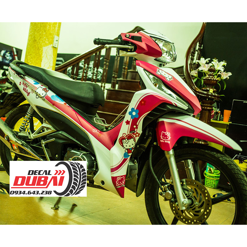 Tem Xe Wave RSX 2014 - 2019 Hồng Trắng Hello Kitty