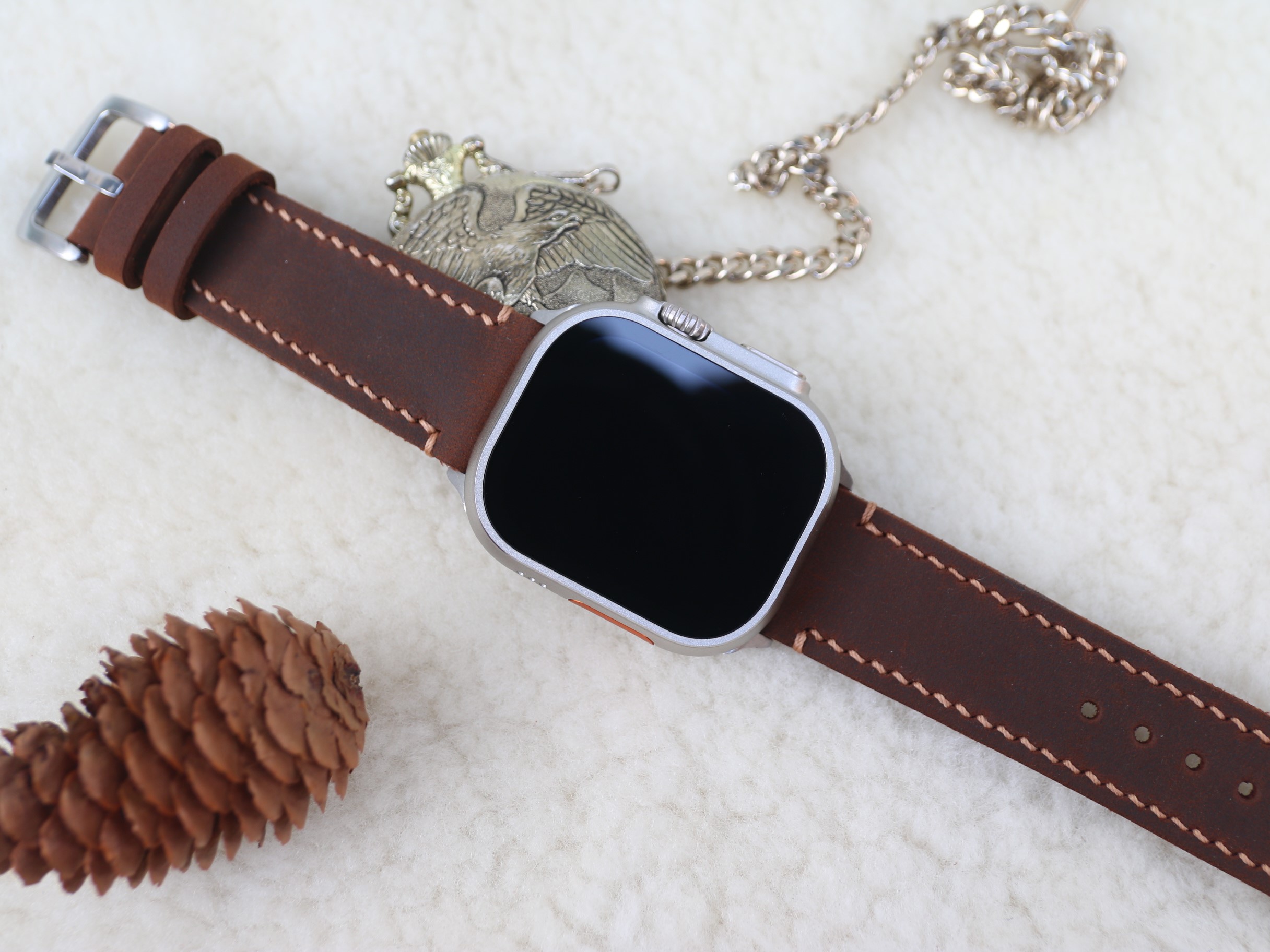 Dây đeo thay thế Apple Watch Ultra da bò sáp Handmade