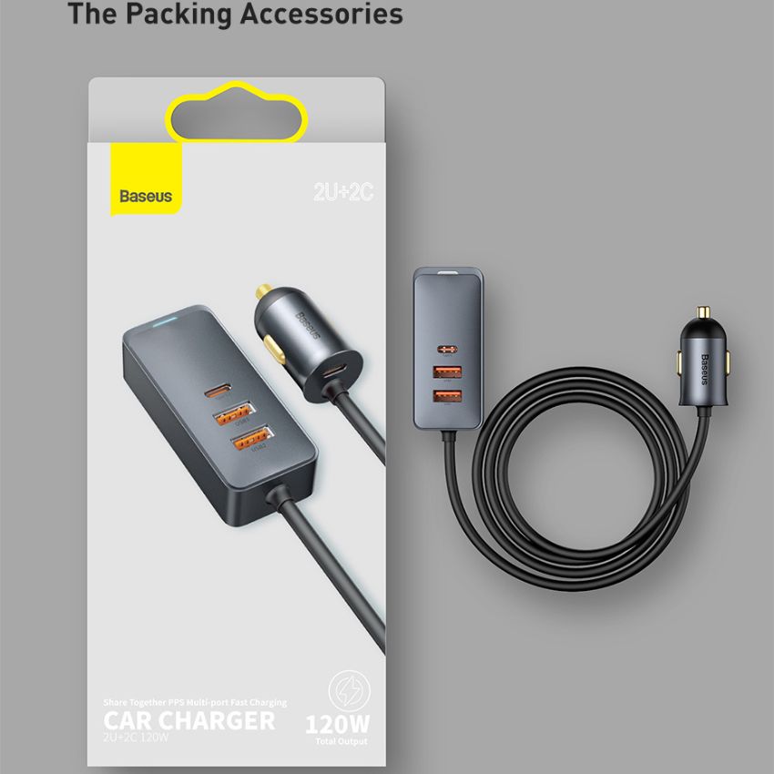 Tẩu sạc nhanh mở rộng 4 port Baseus CCBT share together extention car charger 120W (Hàng chính hãng) Giá 631,350 Đồng*Miễn phí vận chuyển