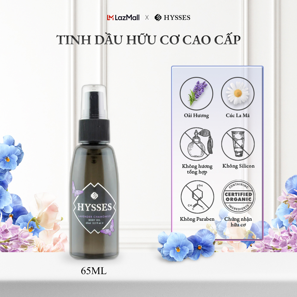 Dầu Dưỡng Thể Cao Cấp Hysses Body Oil Giúp Kháng Khuẩn, Cấp Ẩm Chuyên Sâu, Khóa Ẩm và Bảo Vệ Da Nhạy Cảm Với Tinh Dầu Hoa Cúc Oải Hương Hữu Cơ Tự Nhiên