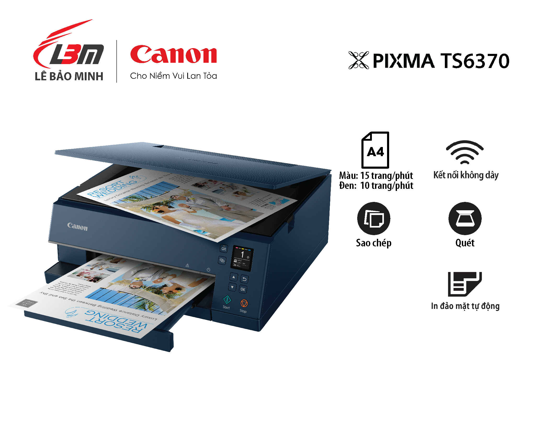Máy in phun đa năng canon ts6370 - hàng chính hãng lê bảo minh