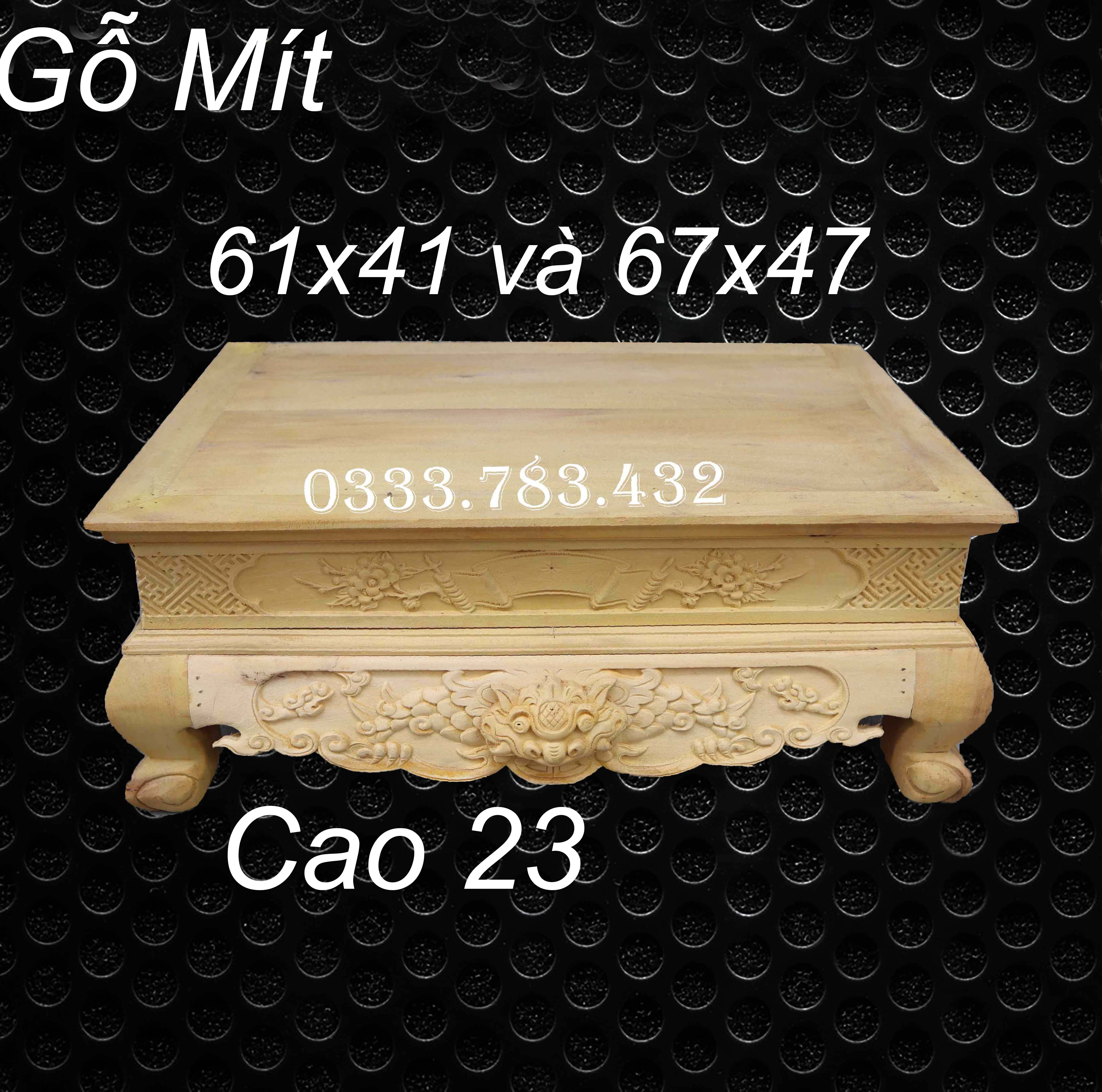Bàn thờ mâm xà gỗ mít trạm rồng thờ cúng gia tiên cao 23cm