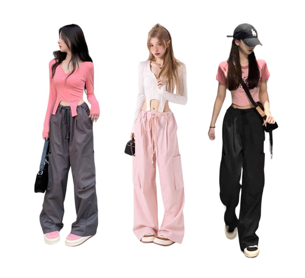 Quần kaki ống rộng túi hộp dây rút hiphop đường phố freestyle cá tính y2k HotTrend 2023 Lolalalo