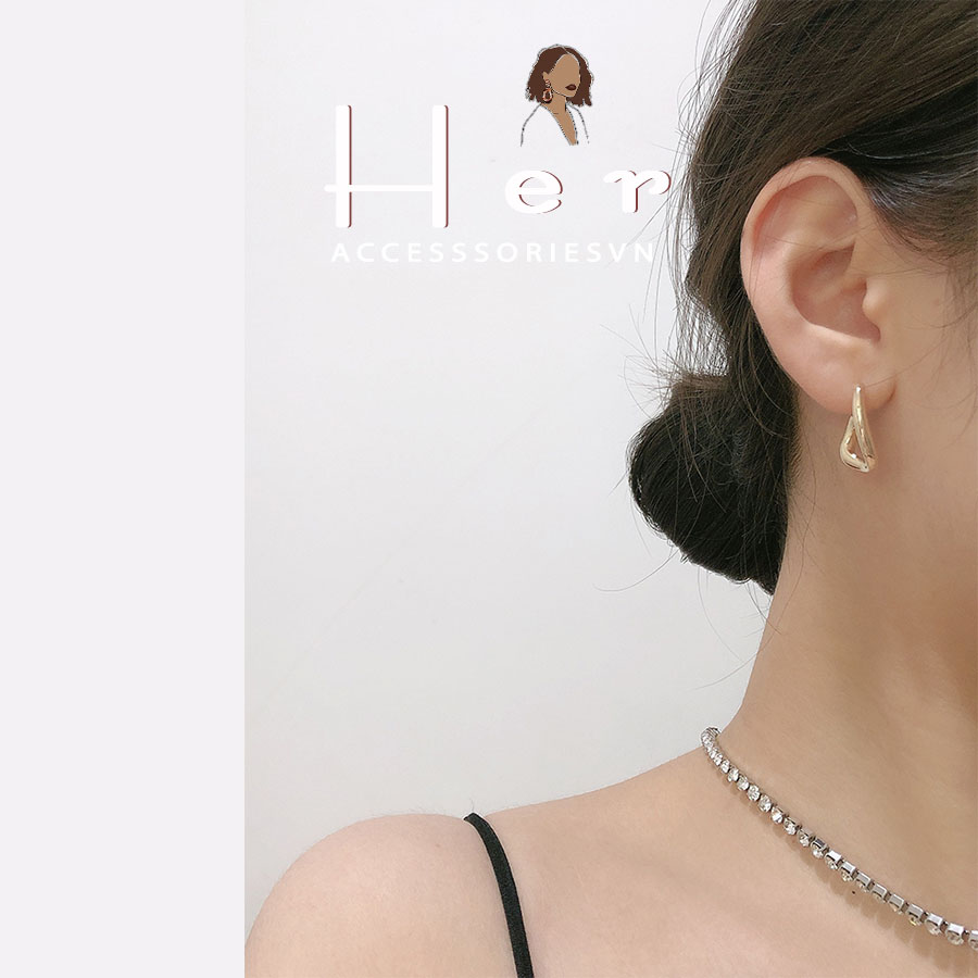Hoa Tai, Khuyên Tai Nữ Kiểu Tròn Lượn Sóng Phong Cách Vintage Her Accessories H6