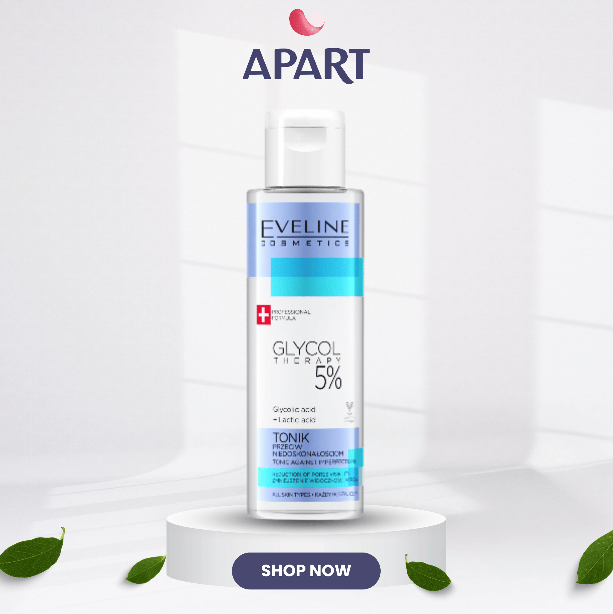 Nước hoa hồng Eveline Glycol Therapy 5% se khít chân lông 110ML