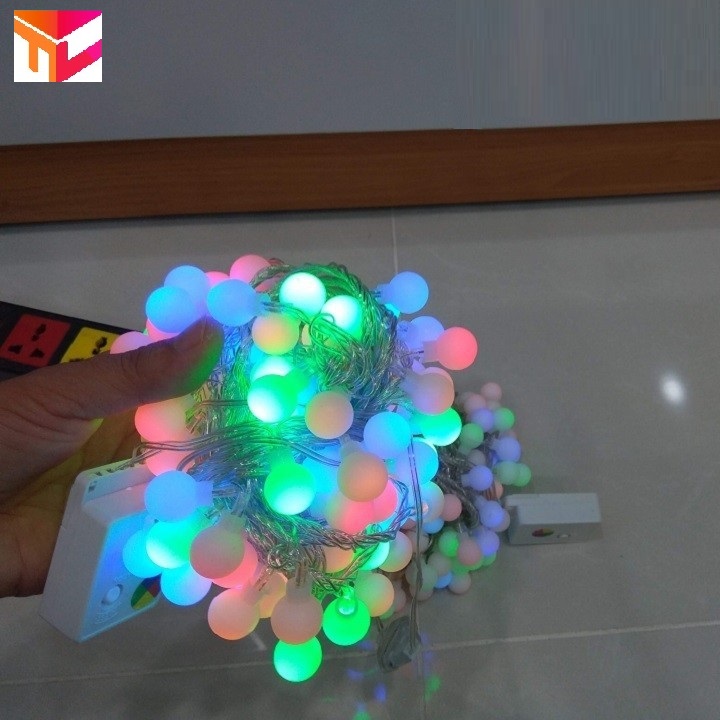 Dây đèn led tròn nháy nhiều màu dài 10m - 100 bóng có đuôi nối dài