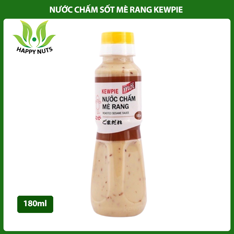 Chai nước sốt chấm mè rang Kewpie 180ml ăn kèm với rong nho và salad rau có thể dùng ăn chay