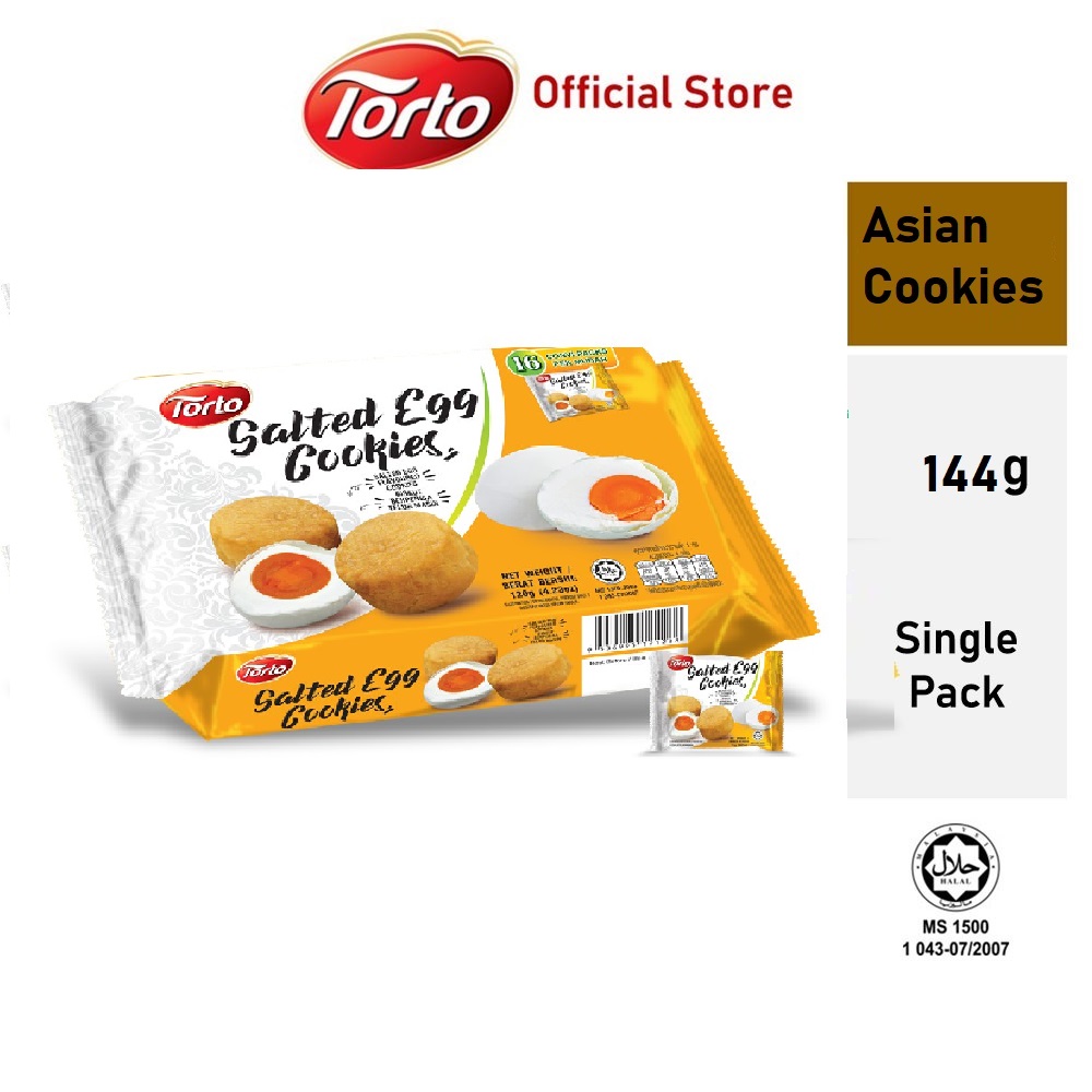Bánh quy Trứng Muối White castle nhập khẩu Malaysia 144g Torto Asian Cookies Salted Egg Cookies