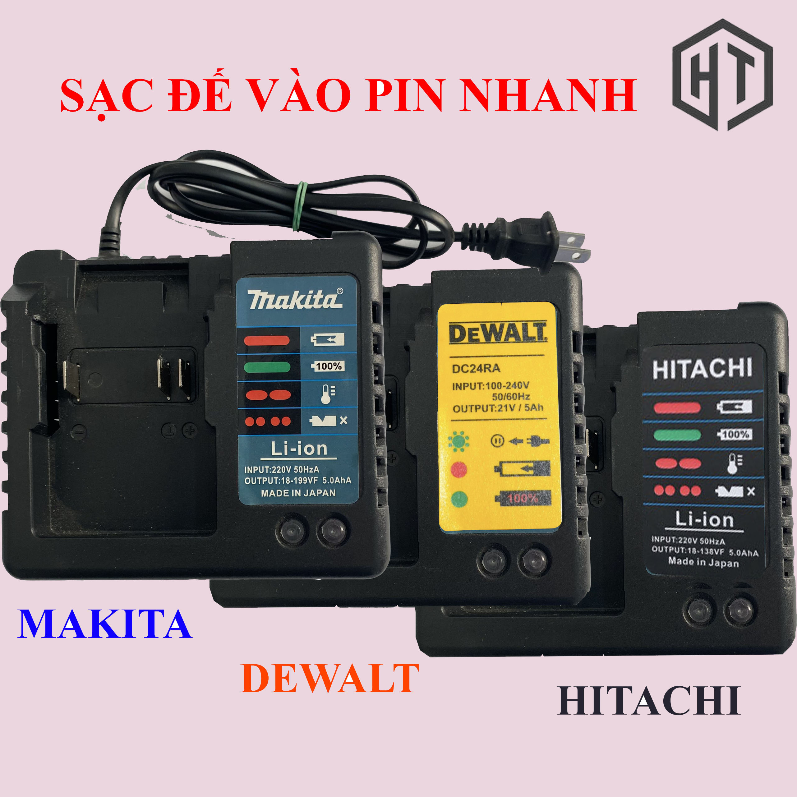 Sạc Pin Makita Dewalt Hitachi 10 cell- 15 cell - Sạc đế có đèn báo
