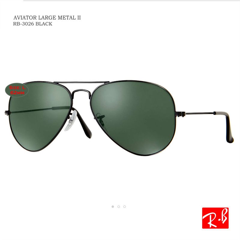 Mắt kính nam Rb3026 & Rb3025 Mắt thủy tinh có logo chìm