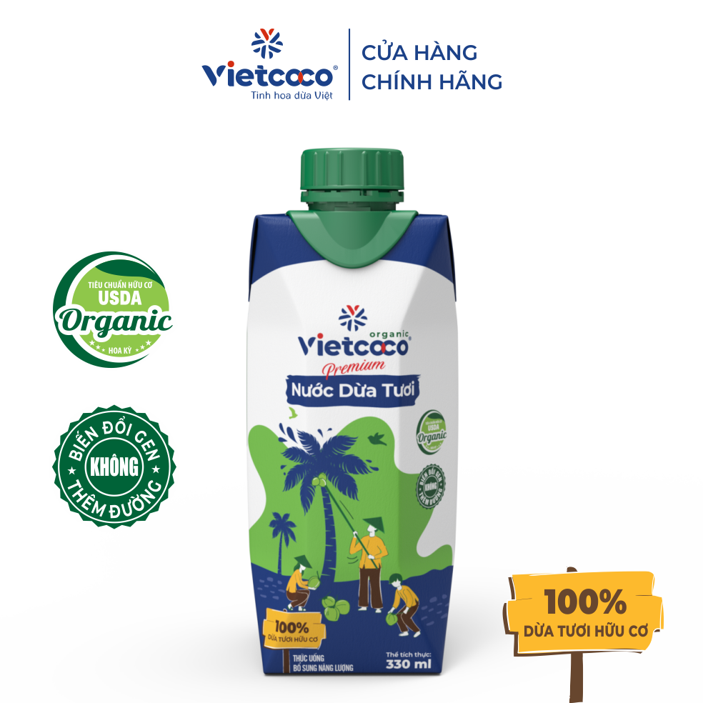 Nước dừa đóng hộp vietcoco organic - 330ml