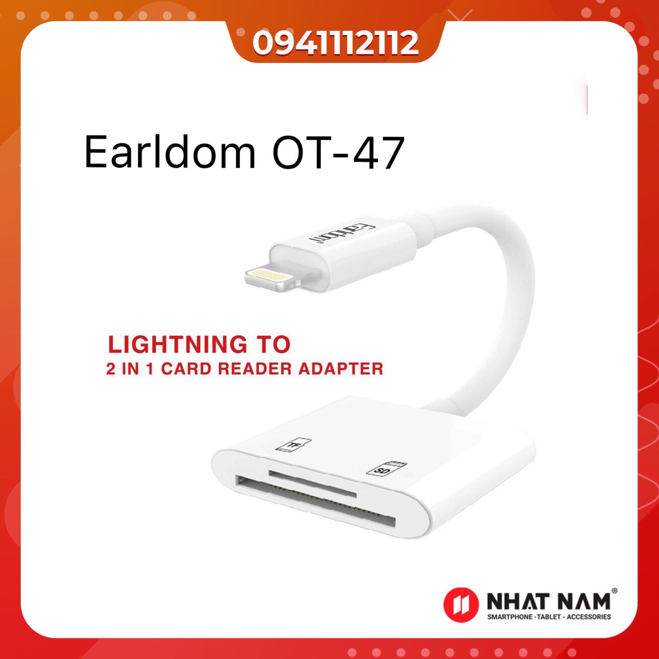 Jack chuyển đổi earldom et-ot47 từ lightning sang đầu lọc thẻ nhớ sd hoặc tf thẻ micro dành cho ip