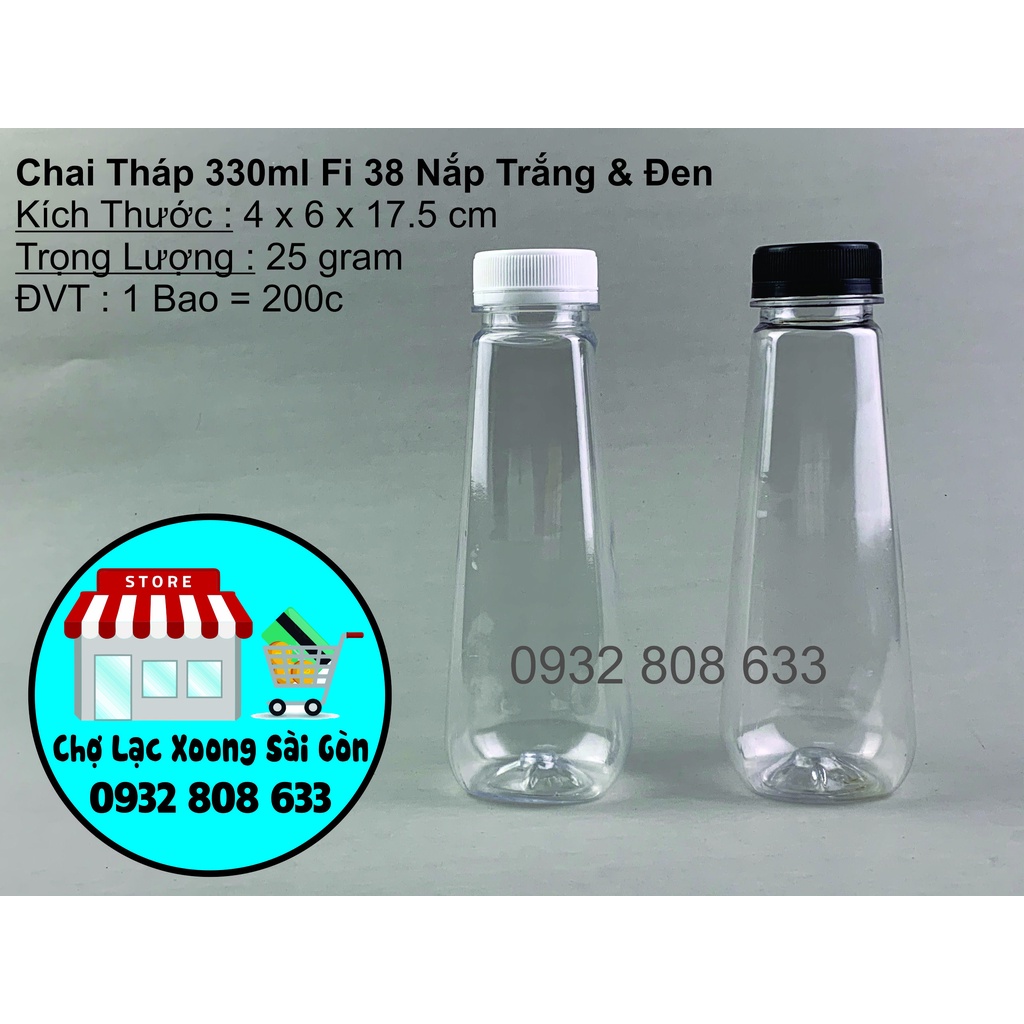 Combo 100 chai tháp 330ml nắp vặn fi 38 miệng rộng