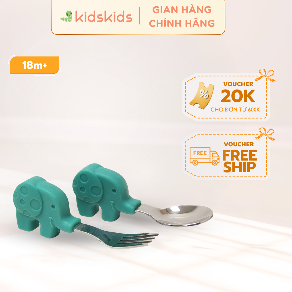 Bộ thìa nĩa tập ăn cho bé Palm Grasp Marcus & Marcus, từ 18 tháng - Ollie