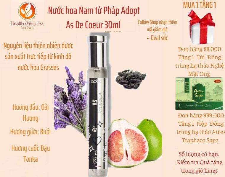 Nước hoa nam chính cao cấp của Pháp Adopt As De Coeur 30ml