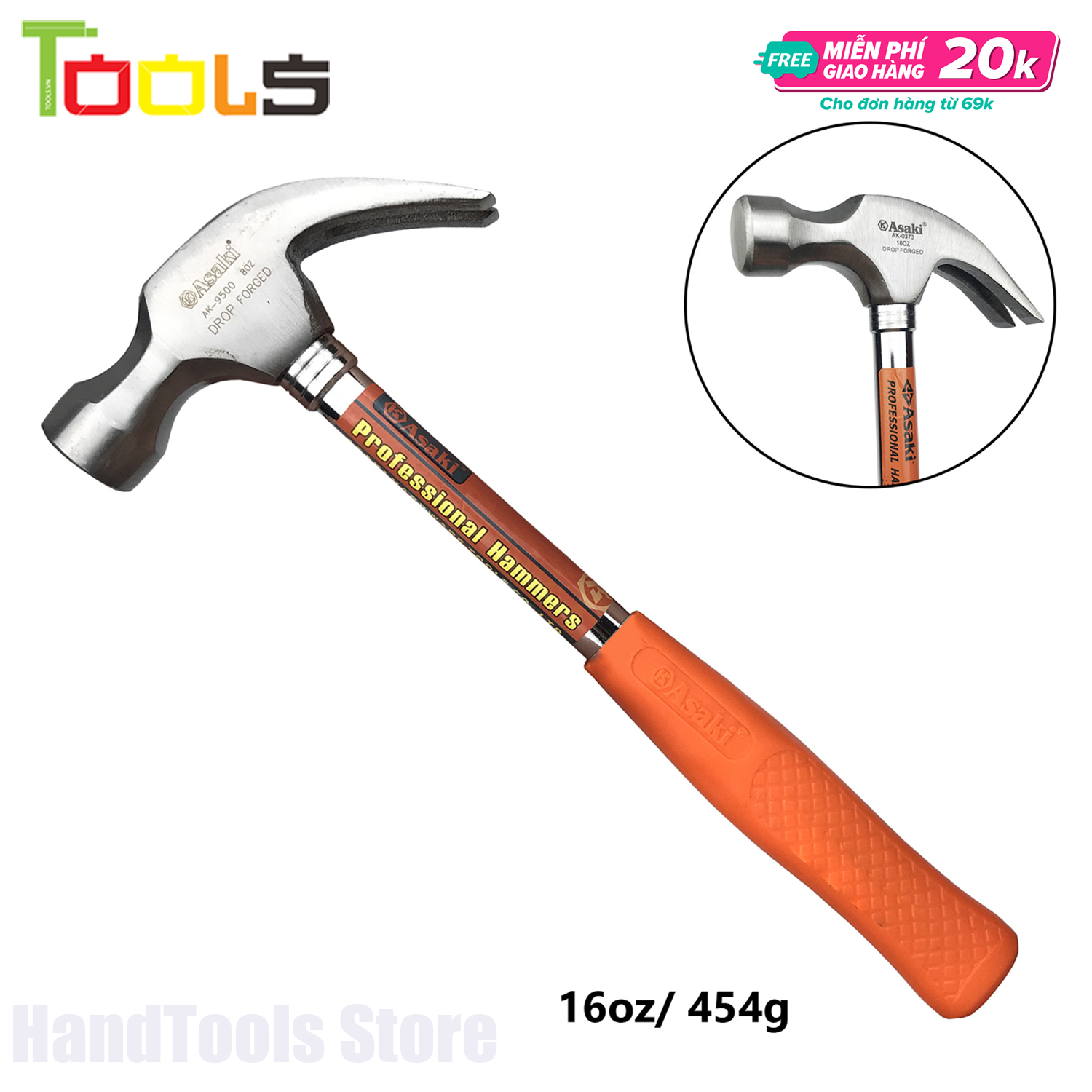 Búa nhổ đinh cán thép 16Oz/ Asaki AK-0373