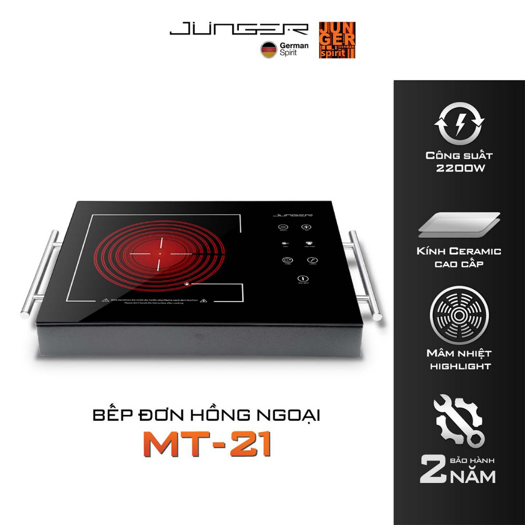 Bếp đơn hồng ngoại junger mt-21 2200w không kén nồi hàng chính hãng bảo hành 12 tháng