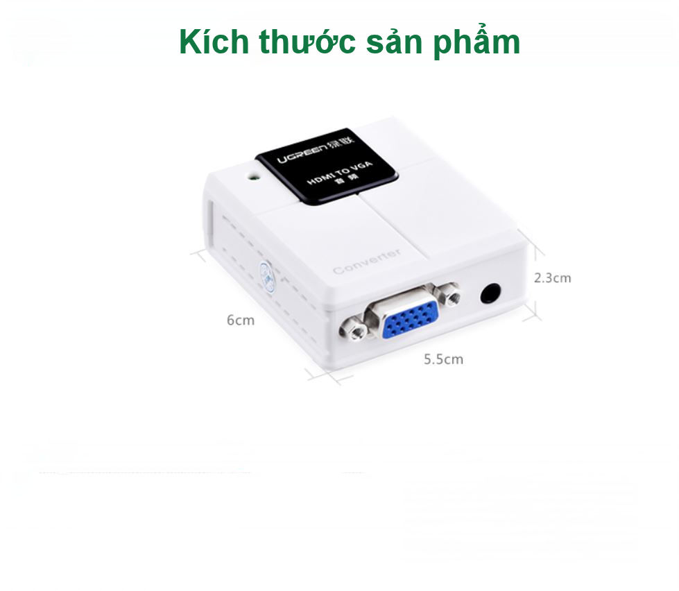 Bộ chuyển đổi tín hiệu HDMI sang VGA hỗ trợ cổng âm thanh Audio UGREEN 40209 Bộ chuyển đổi tín hiệu HDMI sang VGA hỗ trợ cổng âm thanh Audio UGREEN 40209