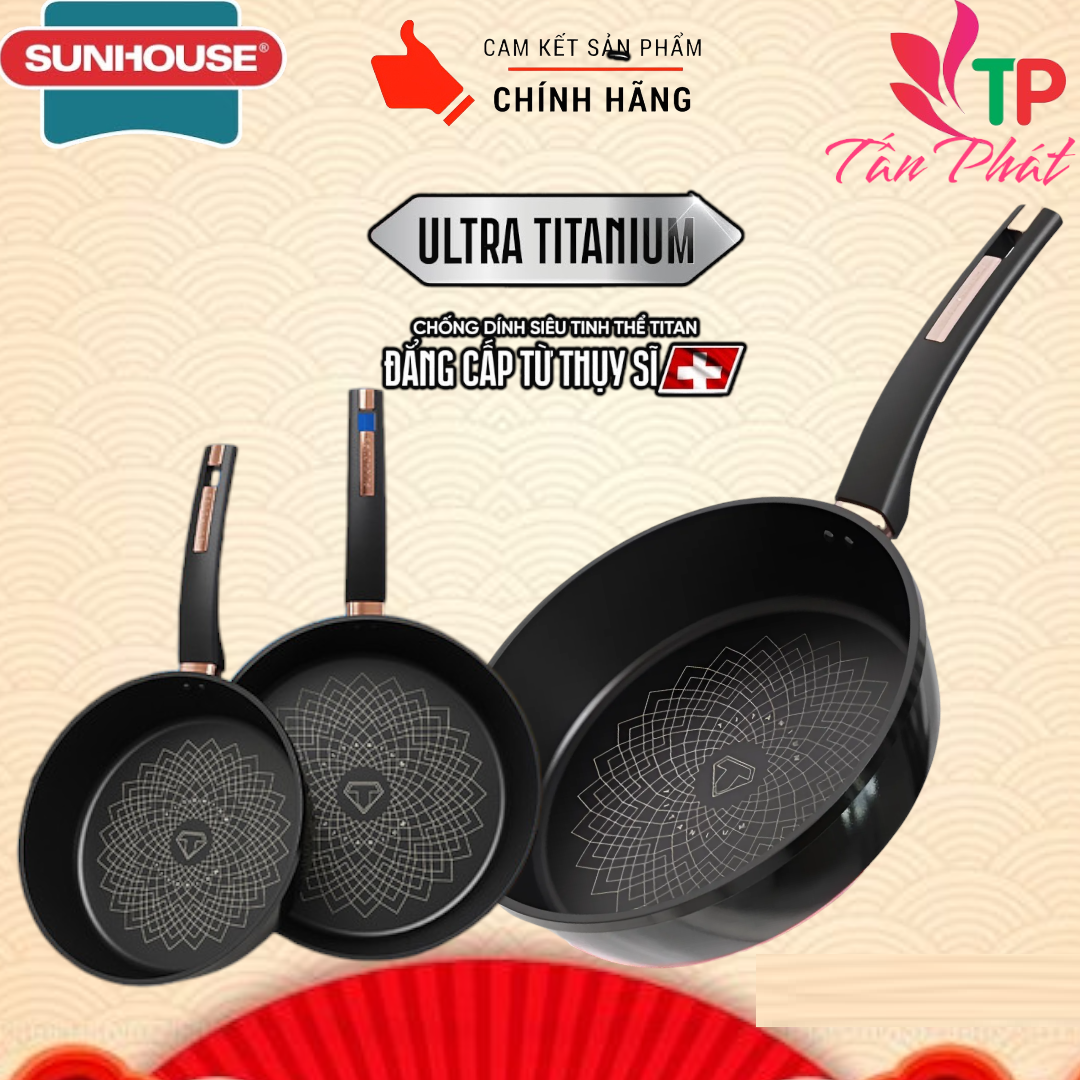Chảo chống dính ultra titanium sunhouse 20-26-28-30cm
