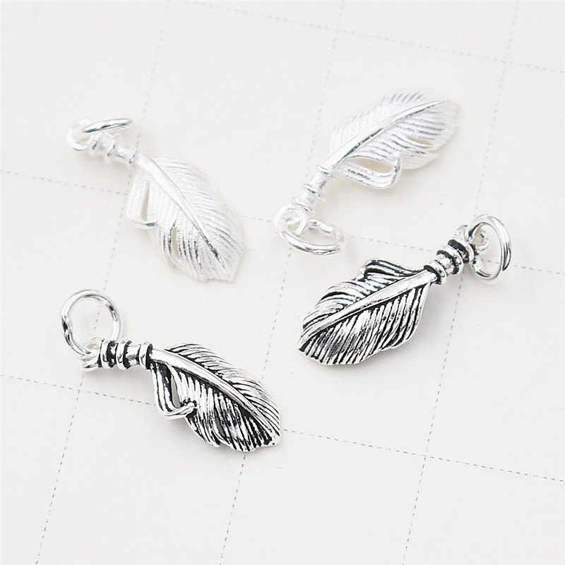 Charm bạc móc treo hình lông vũ - charm bạc 925 - mã ca193 và cb530