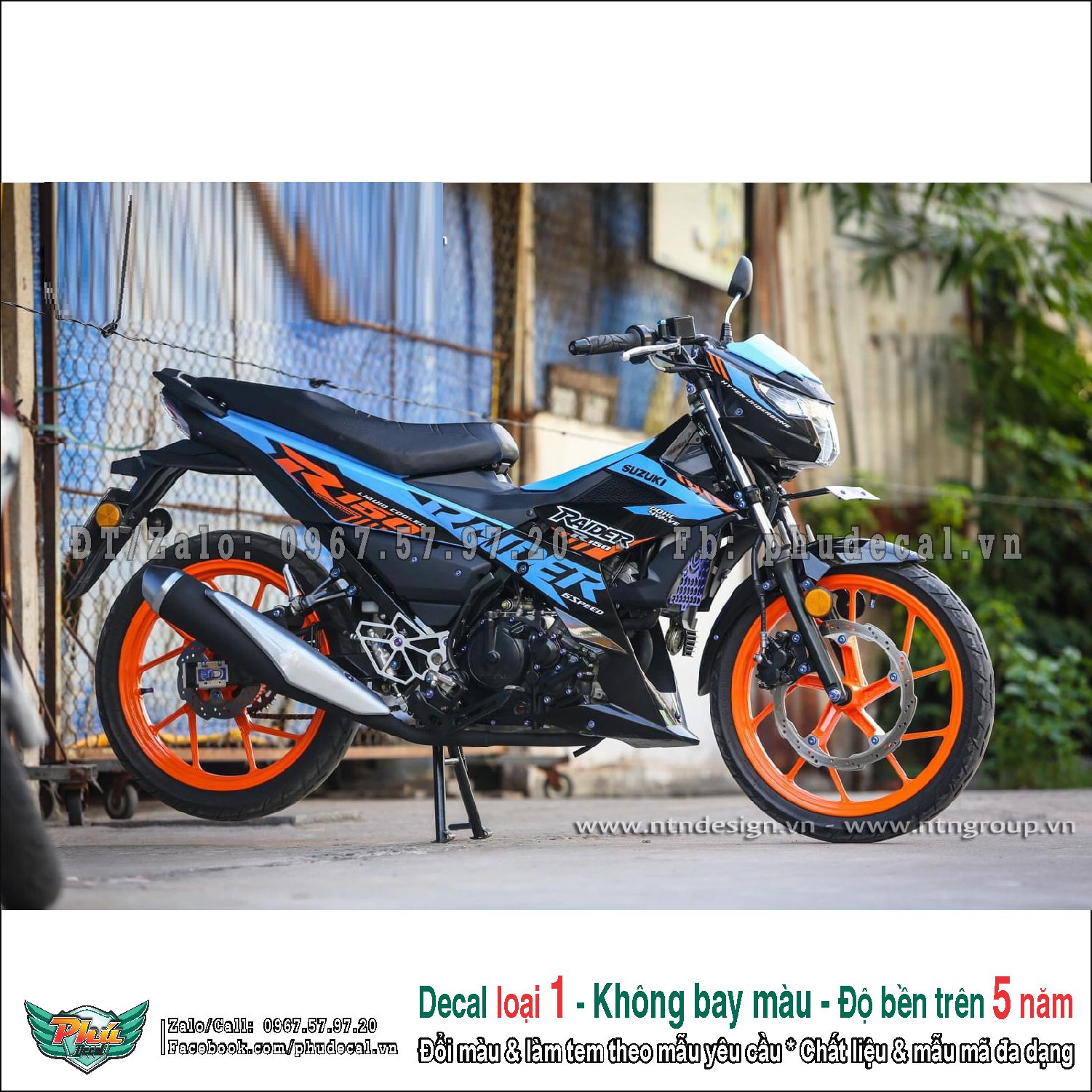 Tem xe Satria xanh đen thể thao cá tính