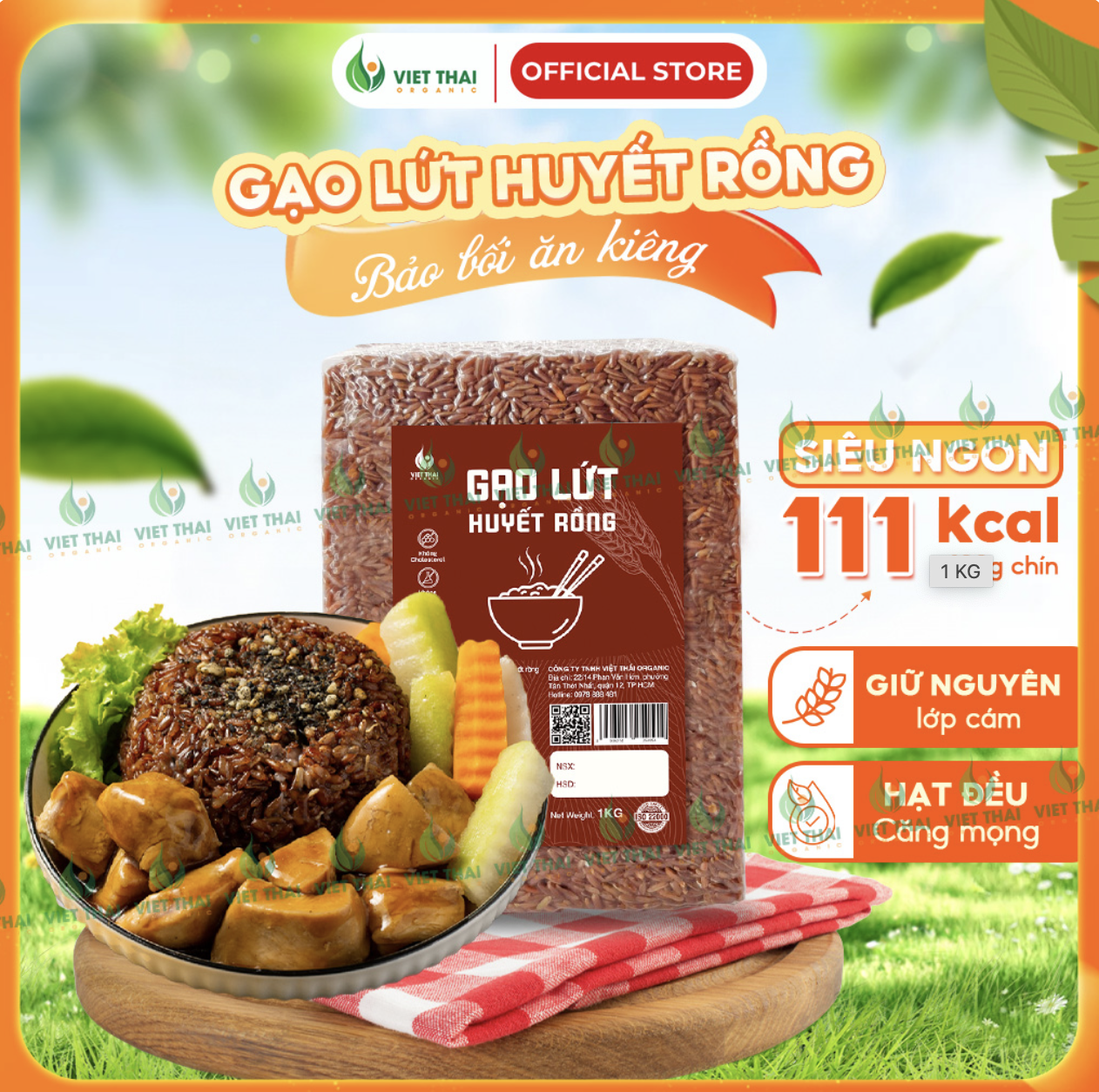 Gạo Lứt Huyết Rồng – Gạo Sạch Thơm Ngon Ít Calo Eatclean Healthy Việt Thái Organic