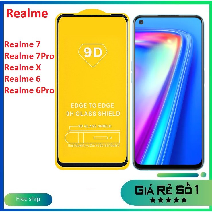 Kính cường lực full màn hình Realme 7/ Realme 7i/ Realme 7 Pro/ Realme 6/ Realme 6 Pro/ Realme X - tặng phụ kiện dán