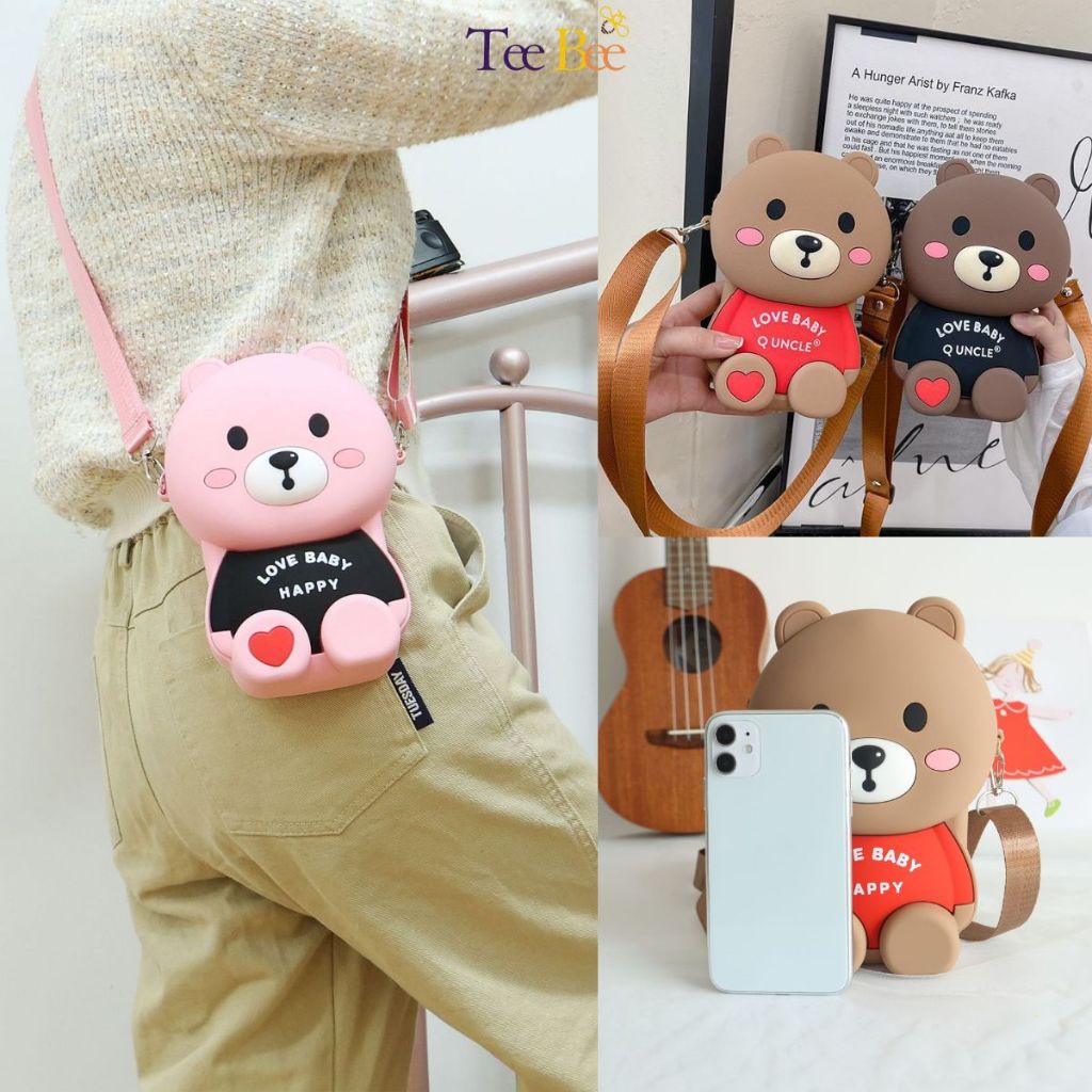  Hot Trend 2024  Túi Đeo Chéo Silicon Pop It Hình Gấu Cho Bé Trai Bé Gái Họa Tiết Họat Hình Dễ Thương Kích Thước Lớn 