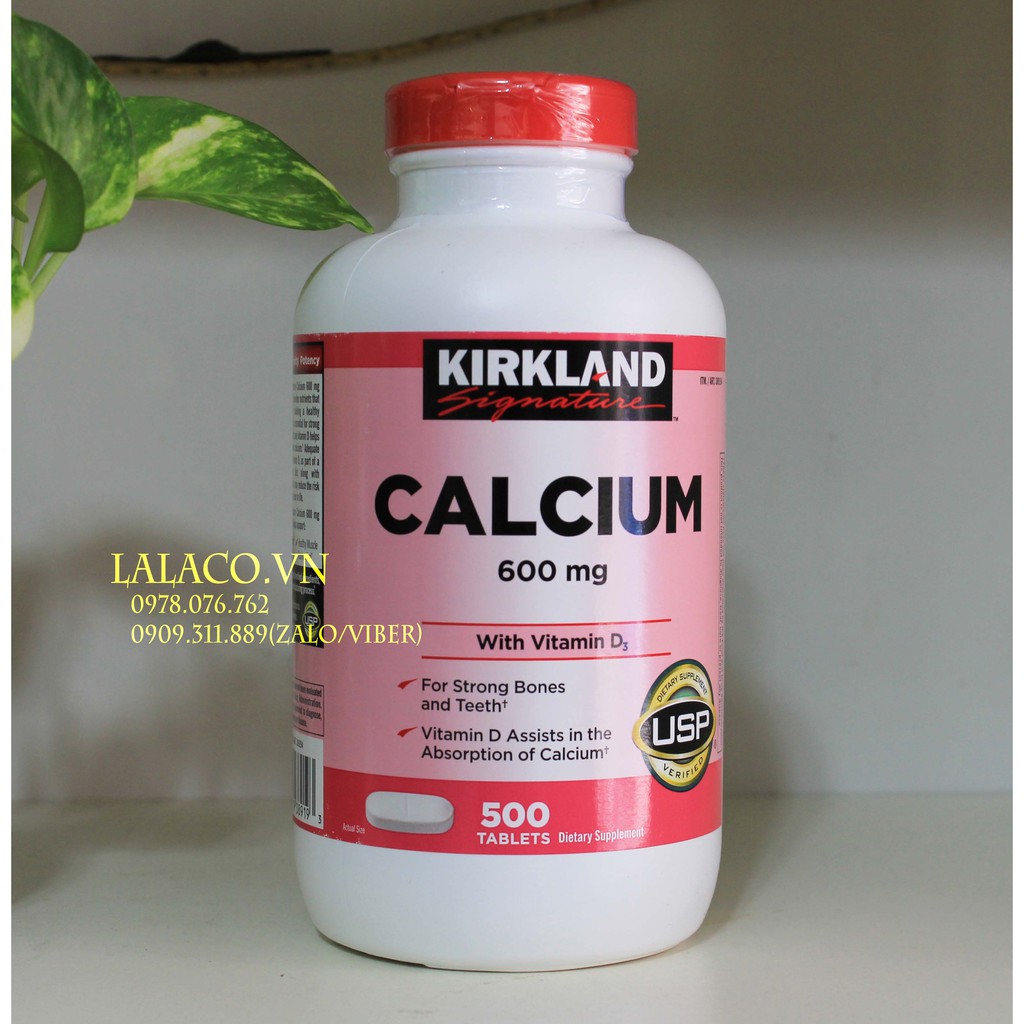 Viên uống canxi kirkland calcium 600mg + d3 500 viên- xuất xứ mỹ