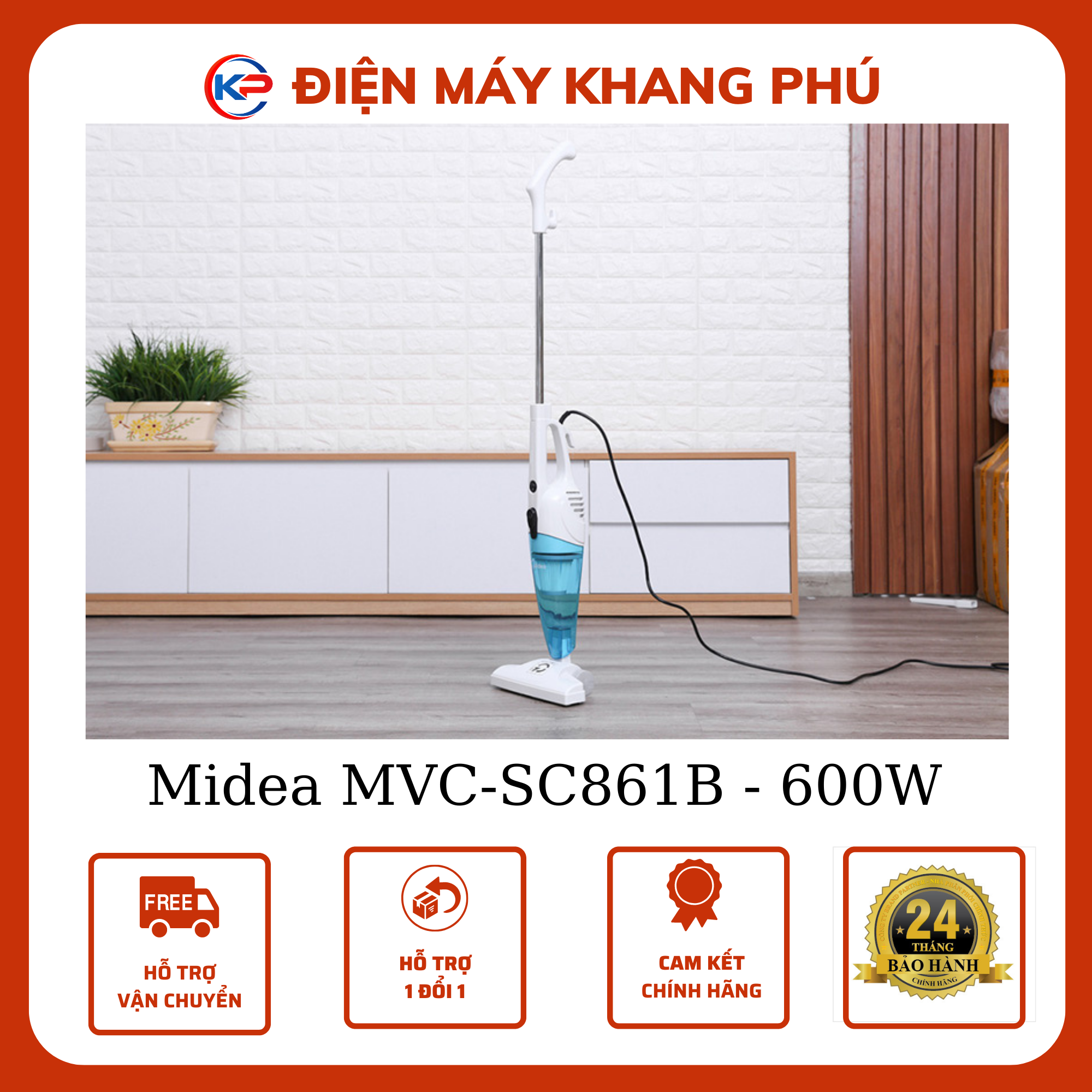 Máy hút bụi midea mvc-sc861b 600w - hàng chính hãng - bảo hành 12 tháng