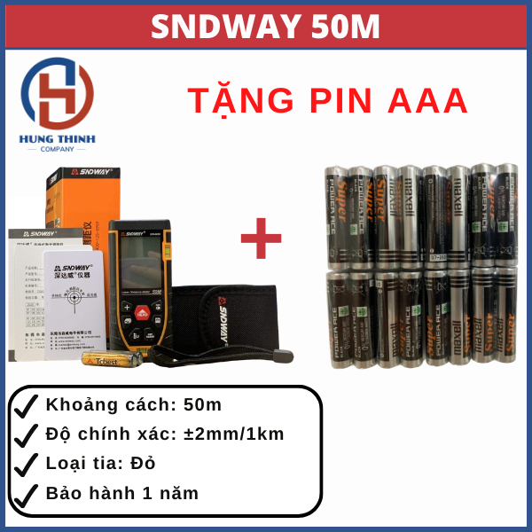 Thước đo khoảng cách laser sndway 50m/70m/100m/50g/70g/100g tiêu chuẩn ip54 giúp chống bụi, đèn led định hướng tiết kiệm thời gian