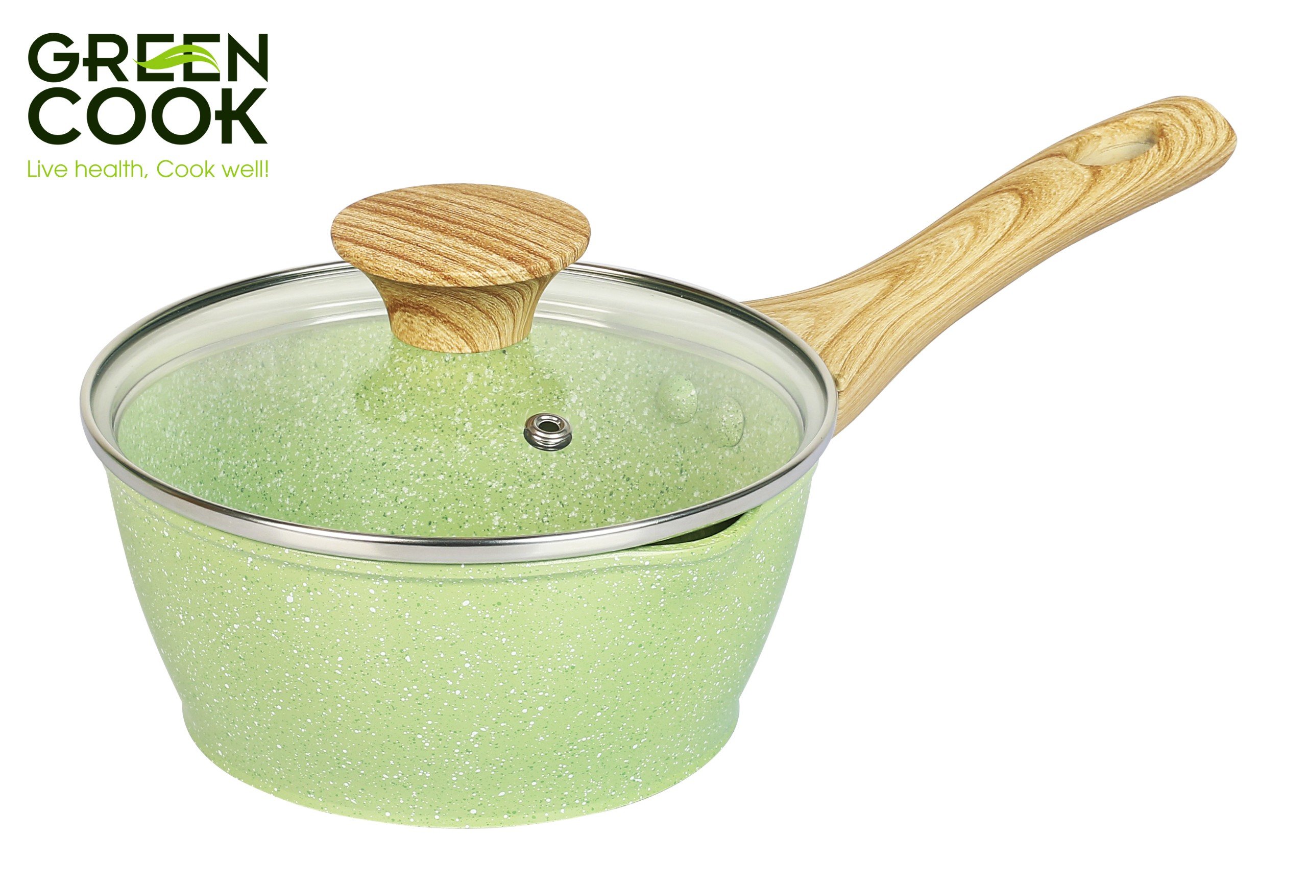 Nồi đúc men đá ceramic miệng rót Green Cook GCS231 màu xanh 10 lớp chống dính sử dụng được trên tất cả các loại bếp - greencook