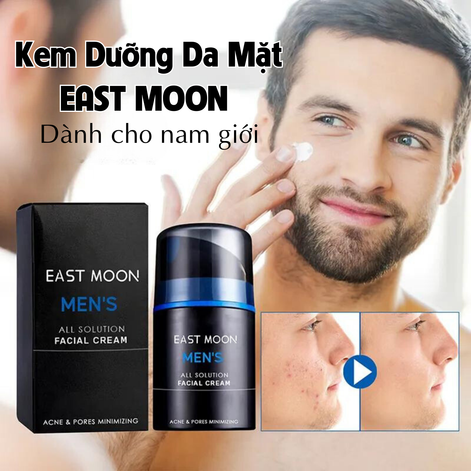 Kem Dưỡng Da Mặt Dành Cho Nam Giới EAST MOON Dưỡng Ẩm, Nâng Cơ, Làm Sáng Da, Đều Màu Da, Sạch Mụn Và Làm Mờ Nếp Nhăn Da Mặt