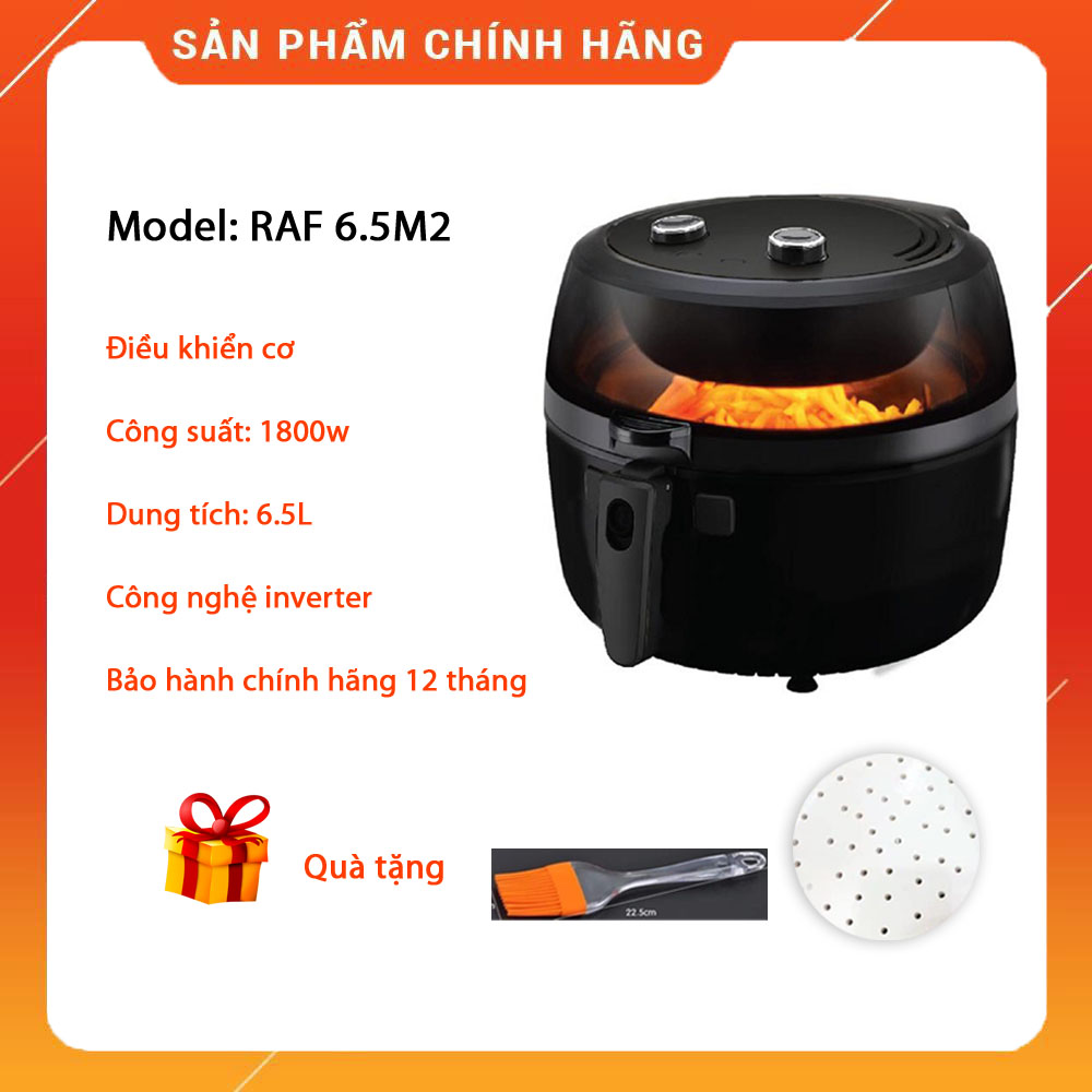 Nồi chiên không dầu Rapido RAF6.5M2 (điều khiển cơ) 6.5 lít 1800w - CHÍNH HÃNG