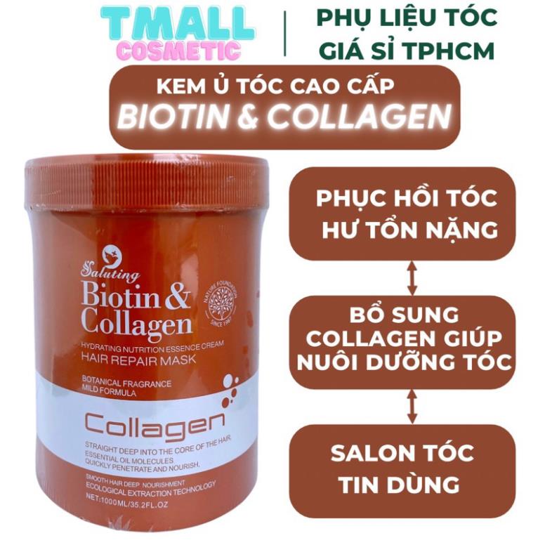 Kem ủ tóc hấp tóc biotin collagen saluting 1000ml dầu hấp chăm sóc tóc siêu phục hồi tóc hư tổn | tmall cosmetic