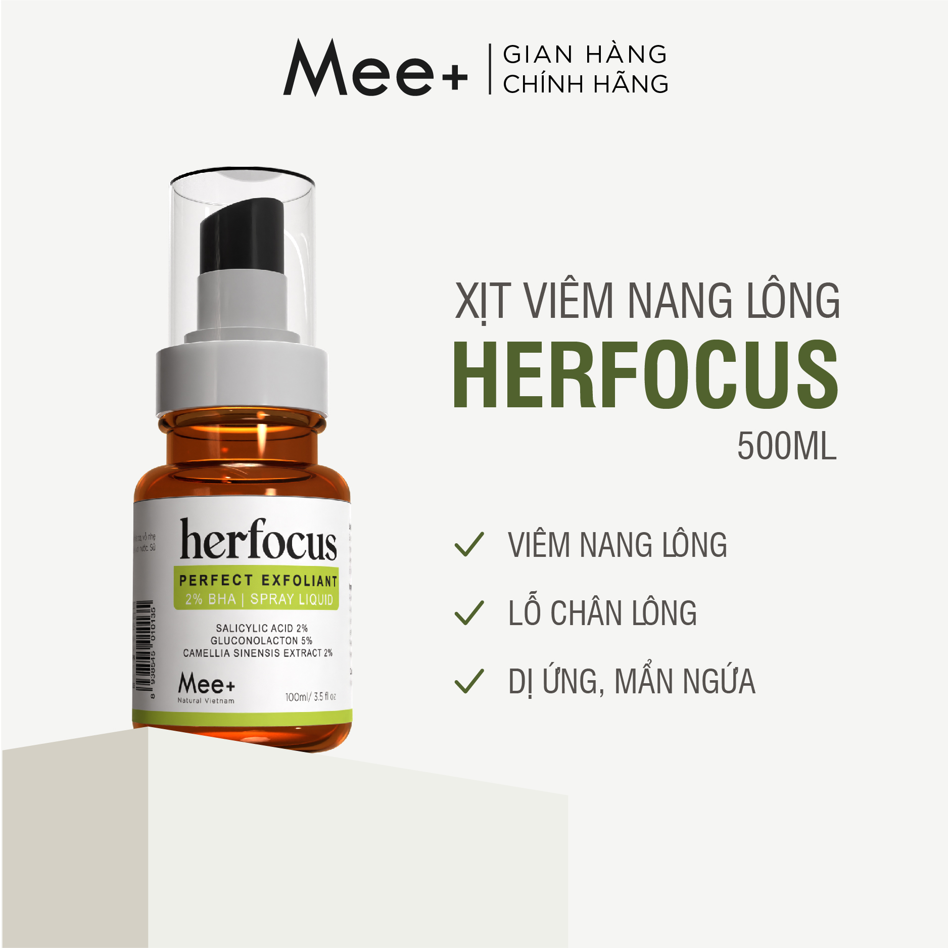 Xịt Viêm Nang Lông MEE NATURAL 100ml - Thảo mộc Ngăn ngừa Viêm Nang Lông, Dịu nhẹ viêm mụn