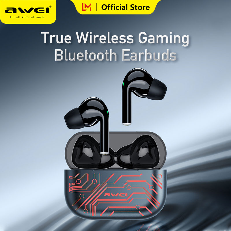 Awei T29 Pro Tai nghe Bluetooth TWS ENC Đèn thở RGB Tai nghe không dây chống nước Bluetooth 5.1 IPX6 Tai nghe khử tiếng ồn không dây thực sự Tai nghe cảm ứng âm trầm Hifi 6D có micrô Tai nghe nhét tai cho tất cả điện thoại di động Bluetooth