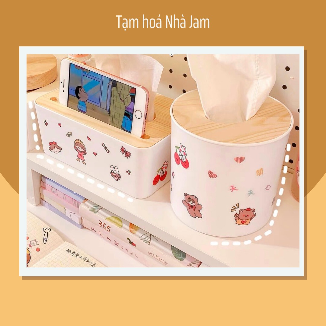 Hộp Đựng Giấy Ăn Nắp Gỗ Tối Giản Đa Năng Để Bàn Ăn, Bếp, Phòng Khách, Phòng Ngủ, Bàn Làm Việc