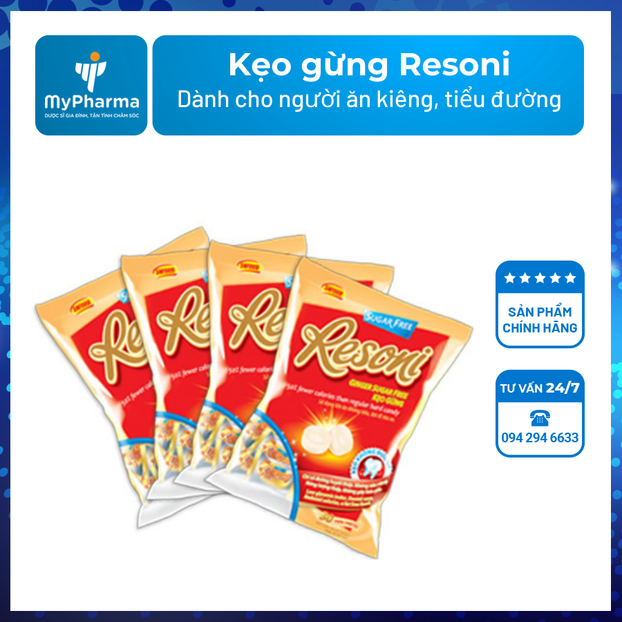 Kẹo gừng Resoni – chuyên biệt cho người ăn kiêng, tiểu đường