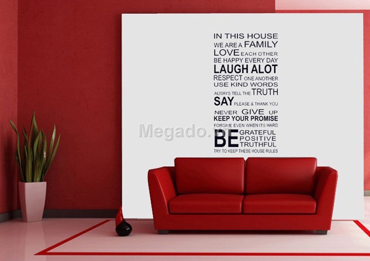 Decal tranh dán tường mấu tiếng anh đen trắng