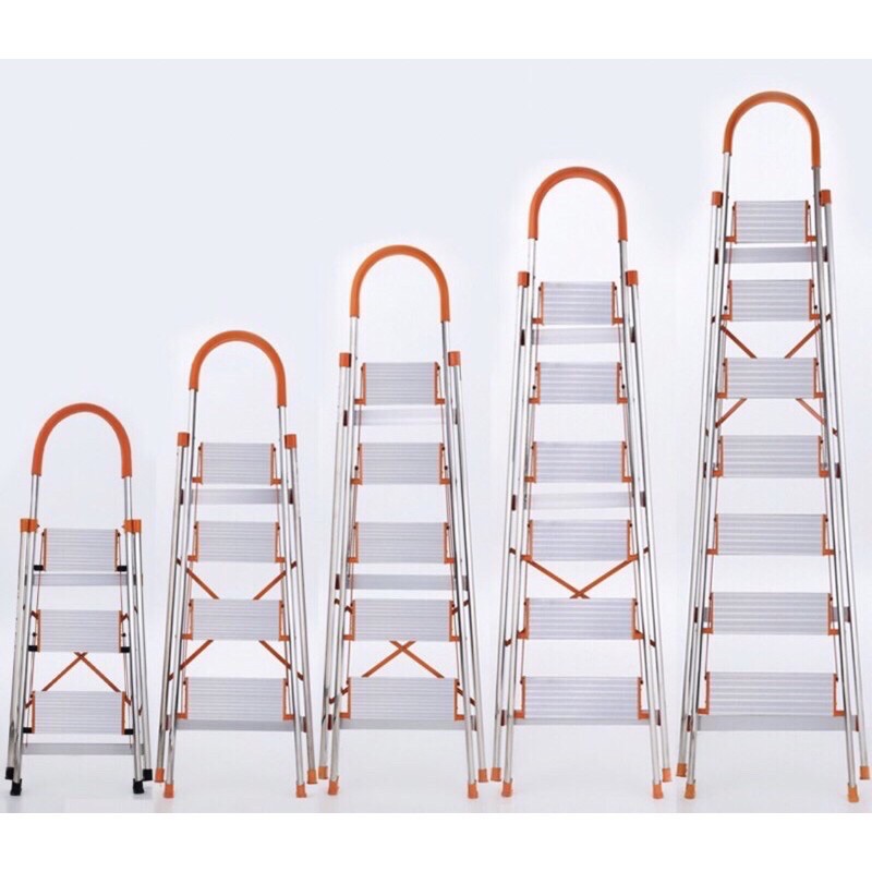 Thang nhôm ghế tay vịn khung inox 3,4,5 bậc chiều cao 0,7m đến 1,2m