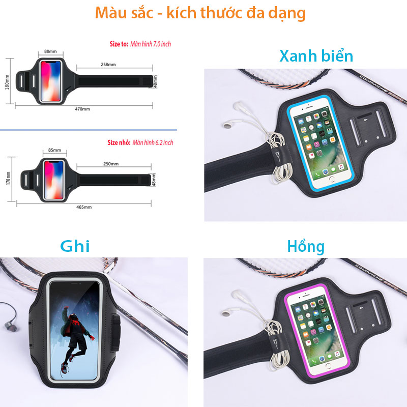 Bao Đeo Tay Điện Thoại Chạy Bộ Cảm Ứng Phản Quang Siêu Mỏng Nhẹ Bao Đeo Bắp Tay Đựng Điện Thoại Iphone, Samsung 6-7 inch DT12