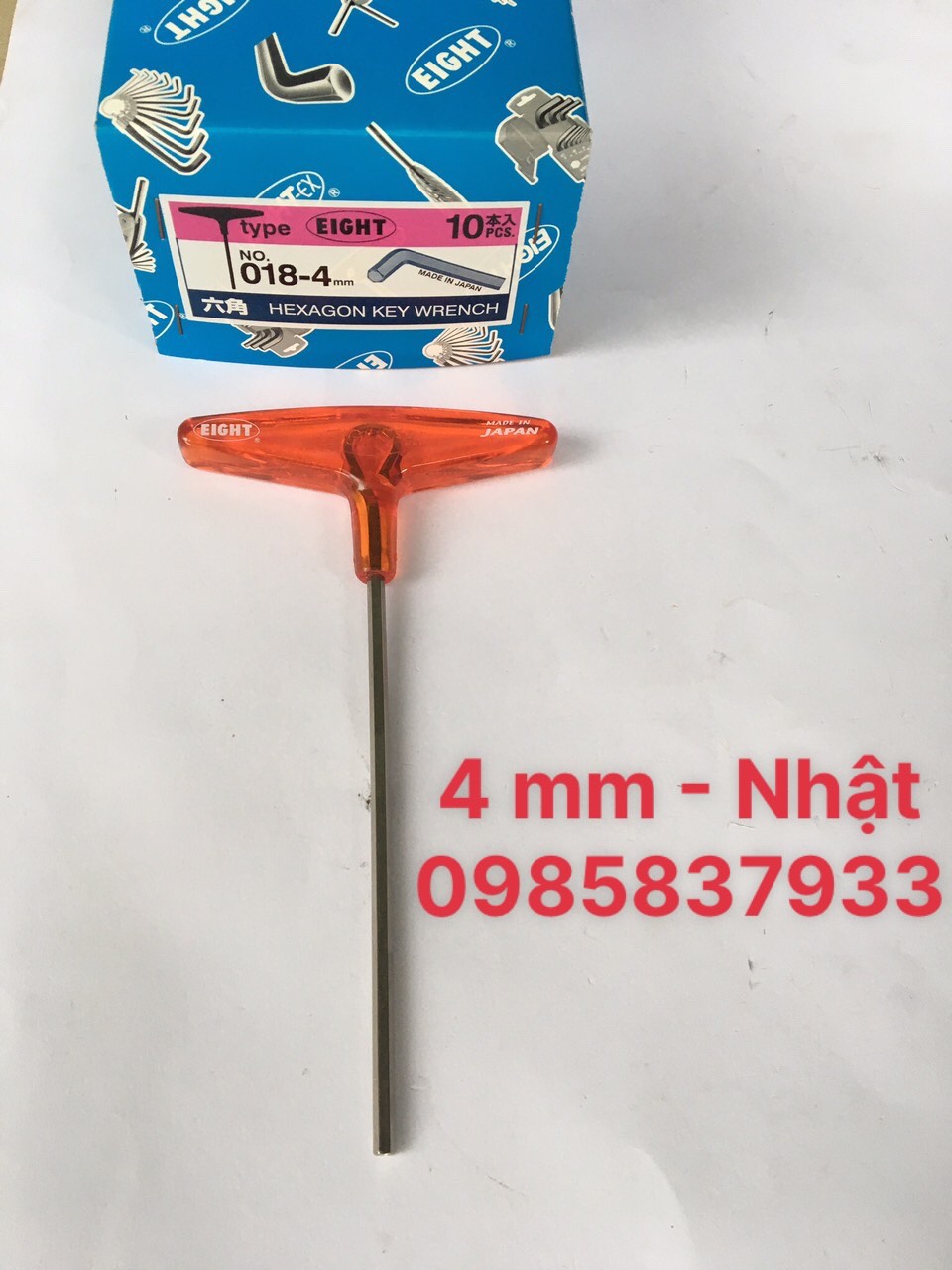 Tay vặn lục giác chữ T 4 mm 018-4H Eight Nhật vặn ốc chìm tuổi thọ cao tại Máy NTT bảo hành dài hạn